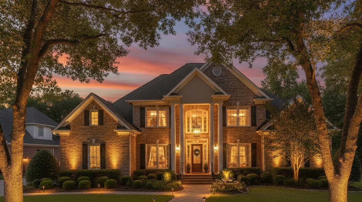 Professional outdoor lighting installation on Orangeburg home